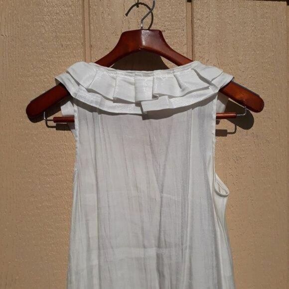 Vintage Glam Swing Dress M Sleeveless 3D Pleated Shimmering Pearl Ruffle Hem - Picture 6 of 8